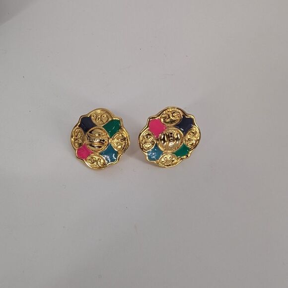 Gold Multicolor Earrings - Picture 1 of 4